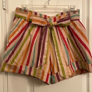 Rainbow Anthropologie shorts with wrap belt